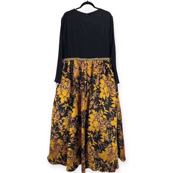 NEW Mac Duggal Black Long Sleeve Floral Brocade Ball Gown $598 - Size 20 - Picture 7 of 9